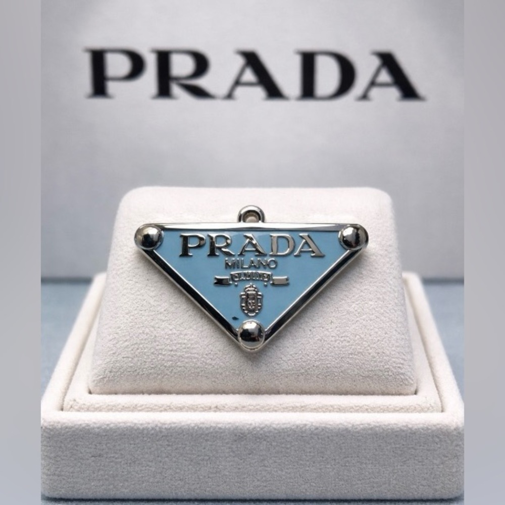 Prada stamped blue & Silver pendant/ charm: zipper pull - New